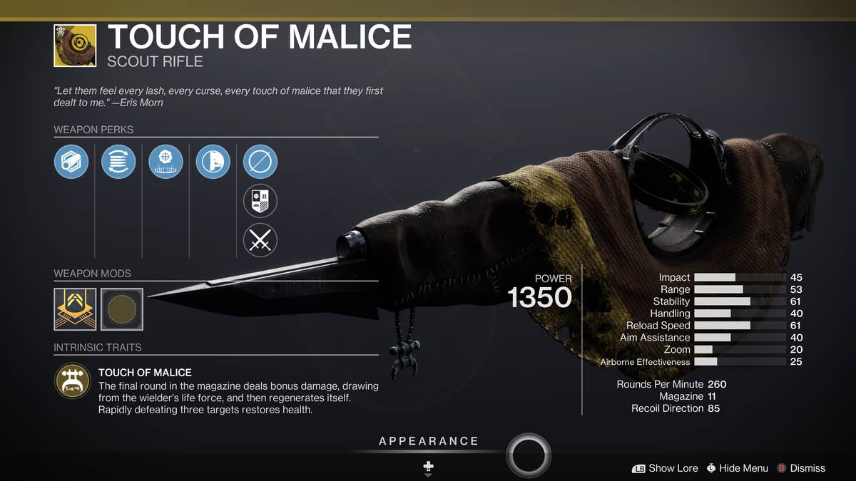 Destiny 2 Touch of Malice drop location and how to get the
