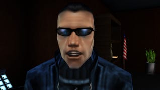 JC Denton talking in a Deus Ex screenshot.