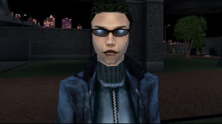 Screenshot of a female JC Denton in Deus Ex with the Lady D Denton mod.