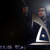 JC Denton poses in vintage Deus Ex wallpaper.