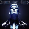 JC Denton poses in vintage Deus Ex wallpaper.