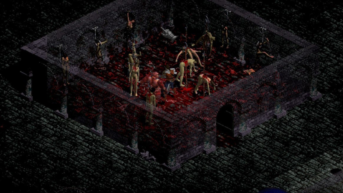 A room full of corpses on spikes in Diablo 1. - 1