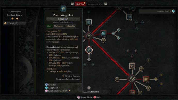 The Penetrating Shot skill on the Rogue’s skill tree in Diablo 4.