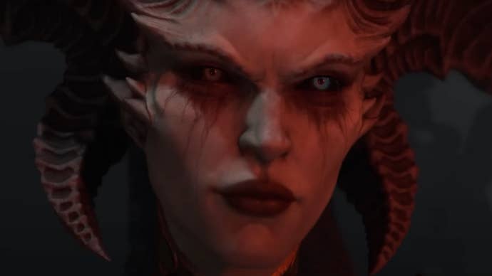 A zoomed-in picture of Diablo 4 Lilith’s face.