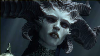 Diablo 4's Lilith looks onward in anger.