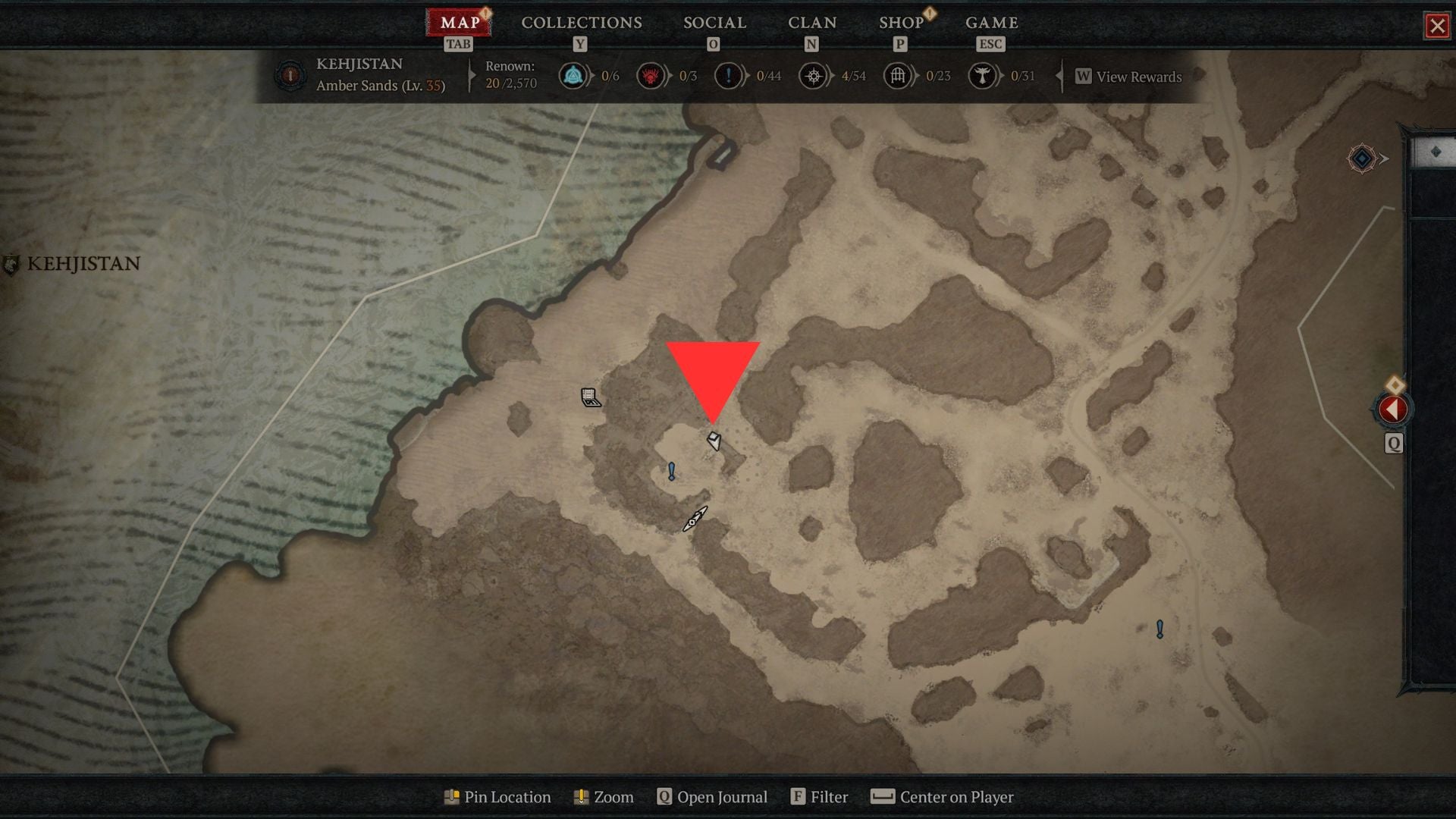 Abe-Mari's location, where players can defeat the creature to earn five Diablo 4 Demon Hearts. - 6