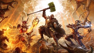 Art for Diablo 4's Season 4: Loot Reborn showing three adventurers holding back the swarming hordes of hell.