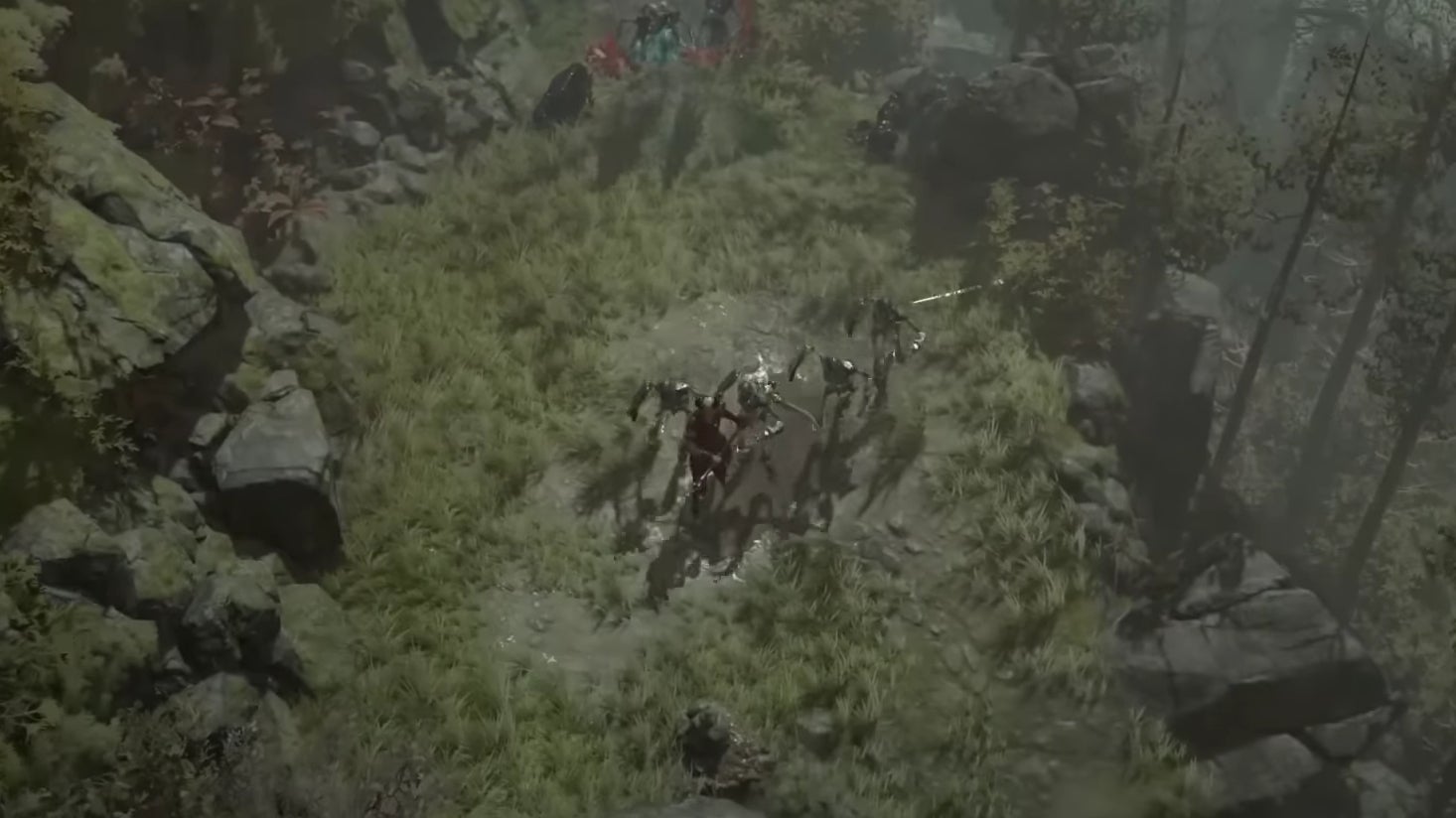 Screenshot from Diablo 4 Necromancer gameplay showcase (multiple skeletons summoned) - 4
