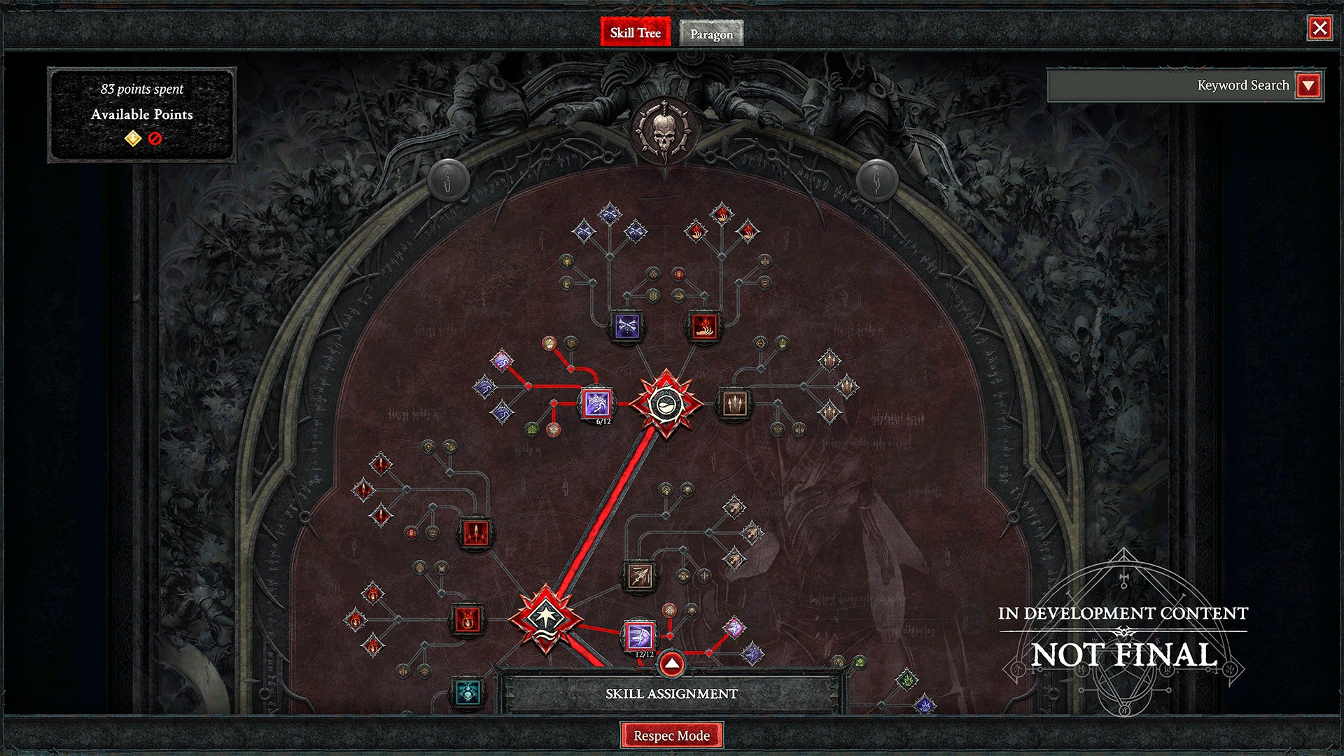 A Diablo 4 skill tree.