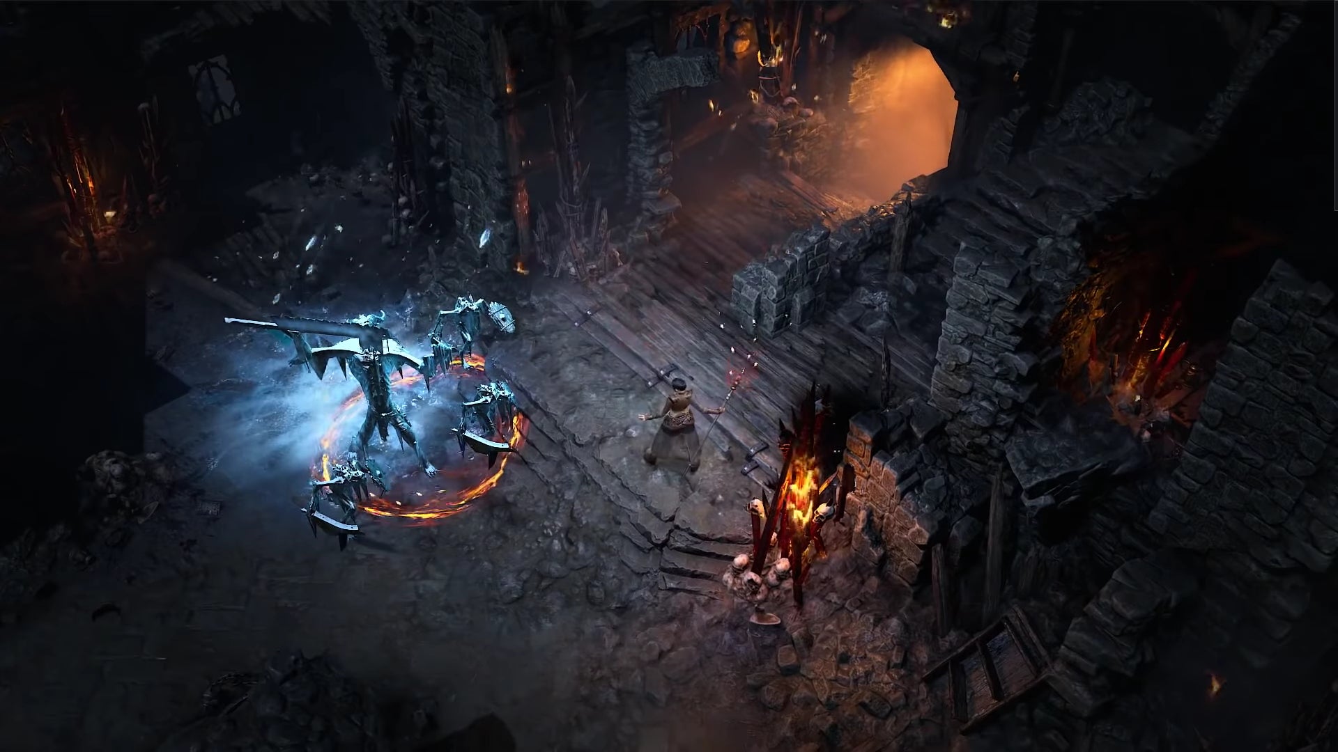 Gameplay screenshot of Sorcerer in Diablo 4 from reveal trailer. - 4