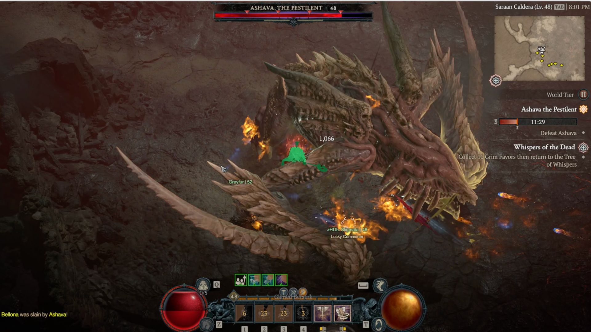 A player fights Diablo 4 World Boss Ashava, the Pestilient. - 6