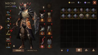An inventory full of items utilising the power of Legendary Gems in Diablo Immortal