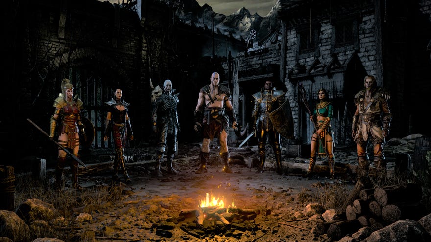 The hero select screen in Diablo 2: Resurrected