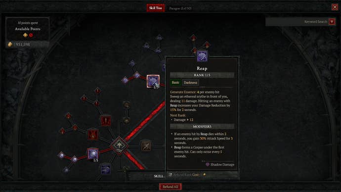 Necromancer’s Skill tree in Diablo 4 gives access to a good number of different types of skills