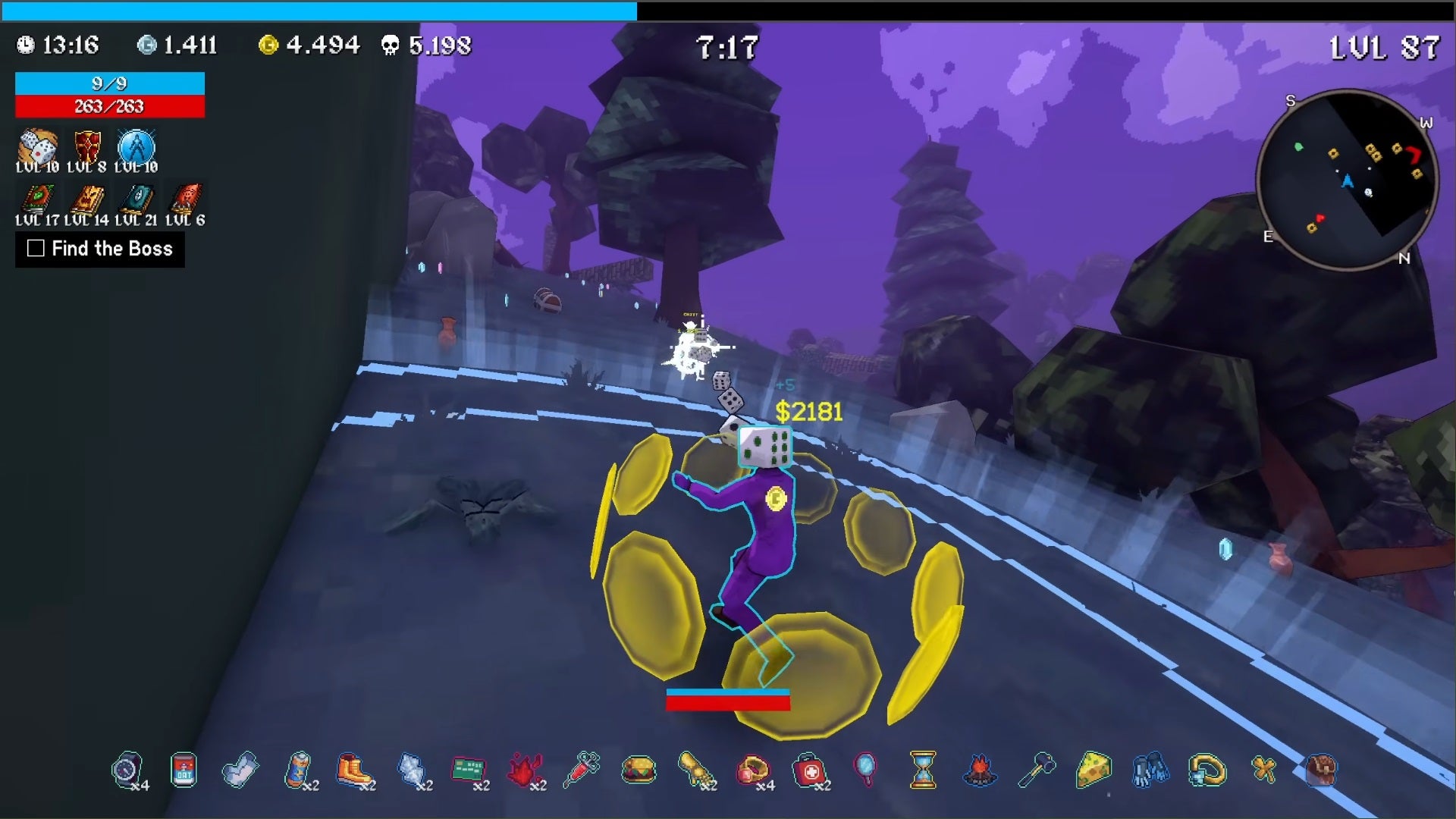 Dicehead, a guy with a die on his head, gets a bunch of coins in Megabonk. - 4