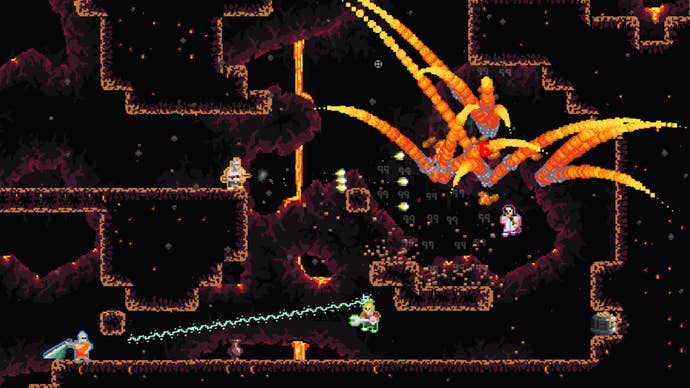 Some explosions in an underground level in DIG: Deep In Galaxies.