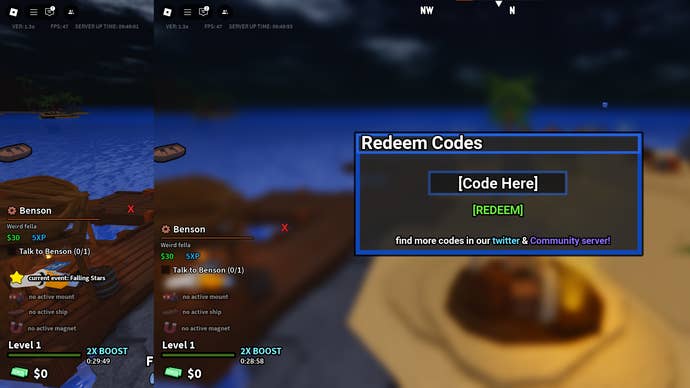 A screenshot of Dig It in Roblox showing the game’s codes field.