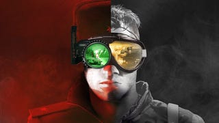 Command and Conquer artwork of soldier's face with coloured goggles