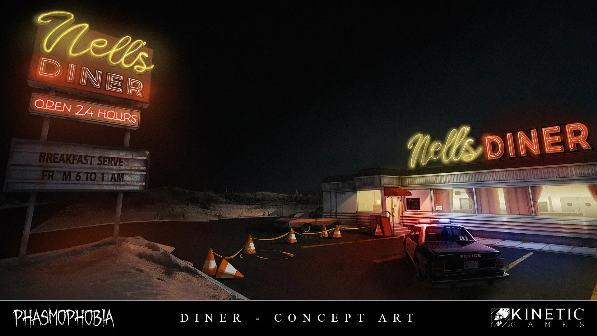 Concept art for Phasmophobia's Nell's Diner map