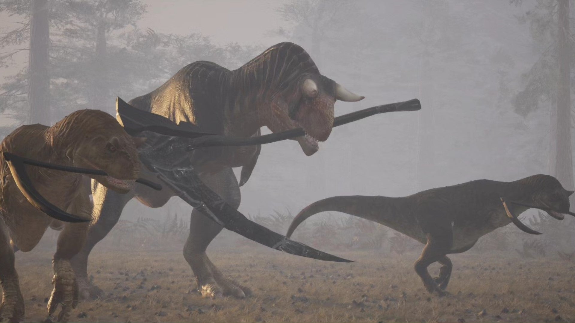 Dinoblade te permite enfrentarte como dinosaurios con espadas destructoras sujetas entre tus gnashers.