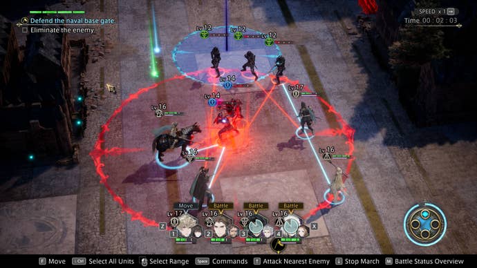 An enemy prepares a large area of effect attack in The Diofield Chronicle
