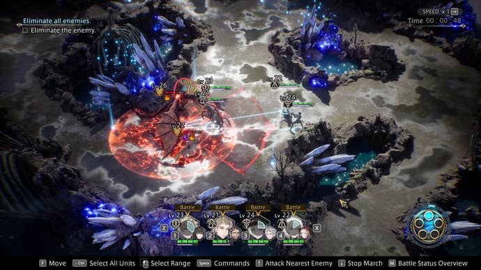 A dragon prepares to attack on a crystalline battle field in The DioField Chronicle