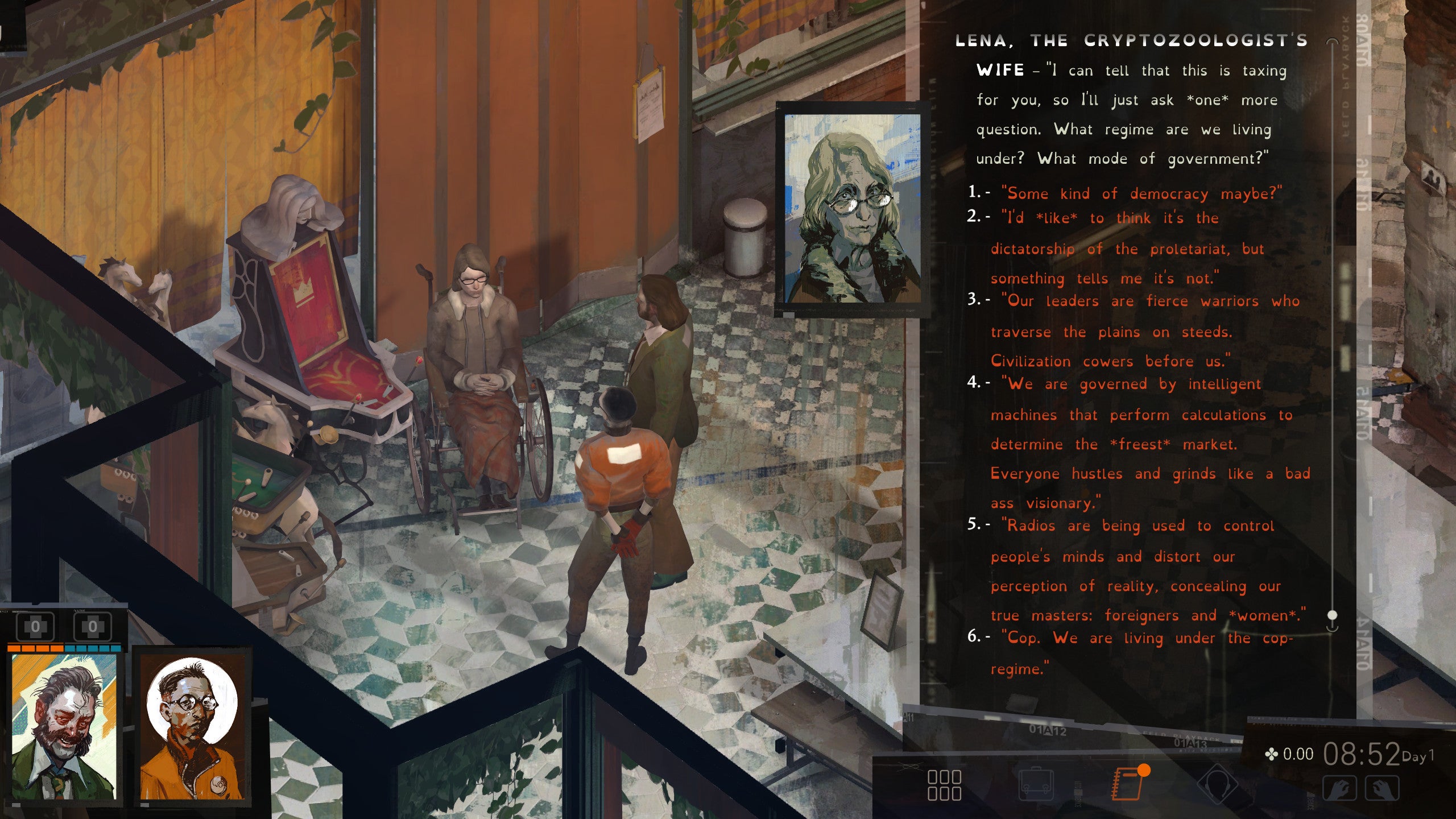 A screenshot of Disco Elysium using the new dyslexia-friendly font.