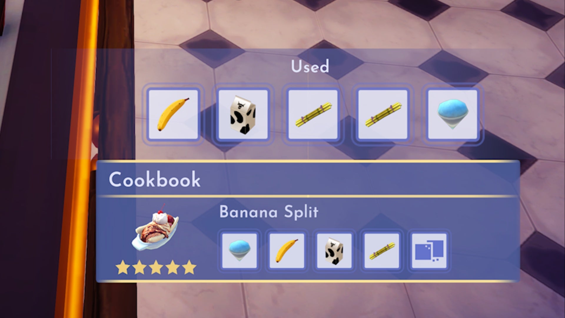 disney dreamlight valley banana split recipe ingredients