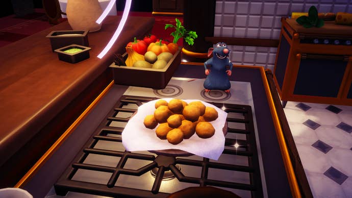 Disney Dreamlight Valley, a plate of Bunuelos in Chez Remy