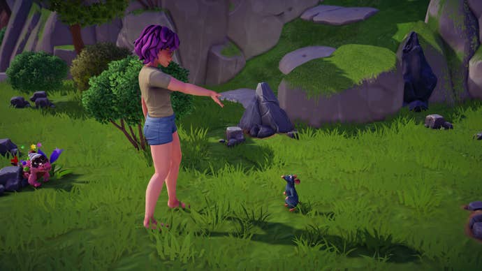 Disney Dreamlight Valley, a character is giving Remy a plate of bunuelos