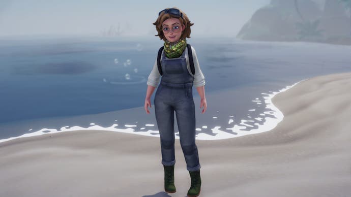 disney dreamlight valley character in familiar clothing on dazzle beach