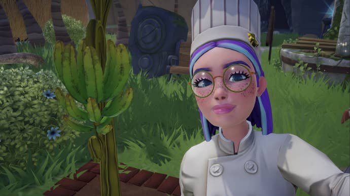 disney dreamlight valley player selfie with banana tree