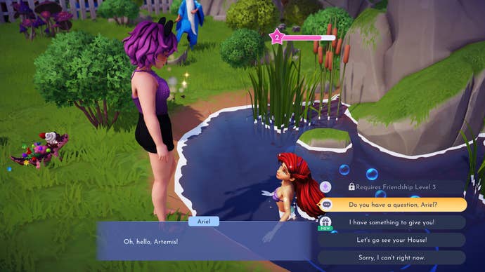 Dreamlight Valley, character speaking to Ariel