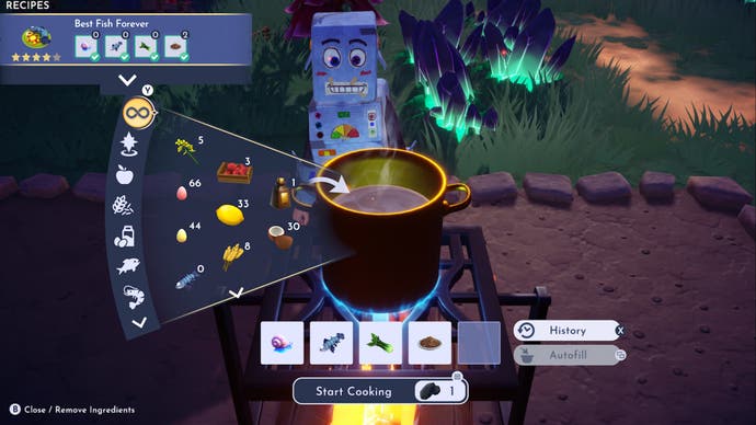 disney dreamlight valley cooking station make best fish forever screen