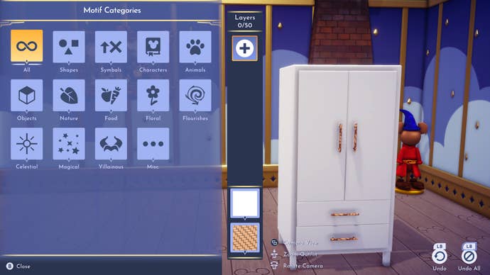 disney dreamlight valley custom furniture motif menu