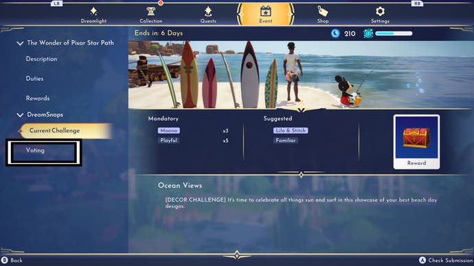 disney dreamlight valley dreamsnaps event menu voting tab