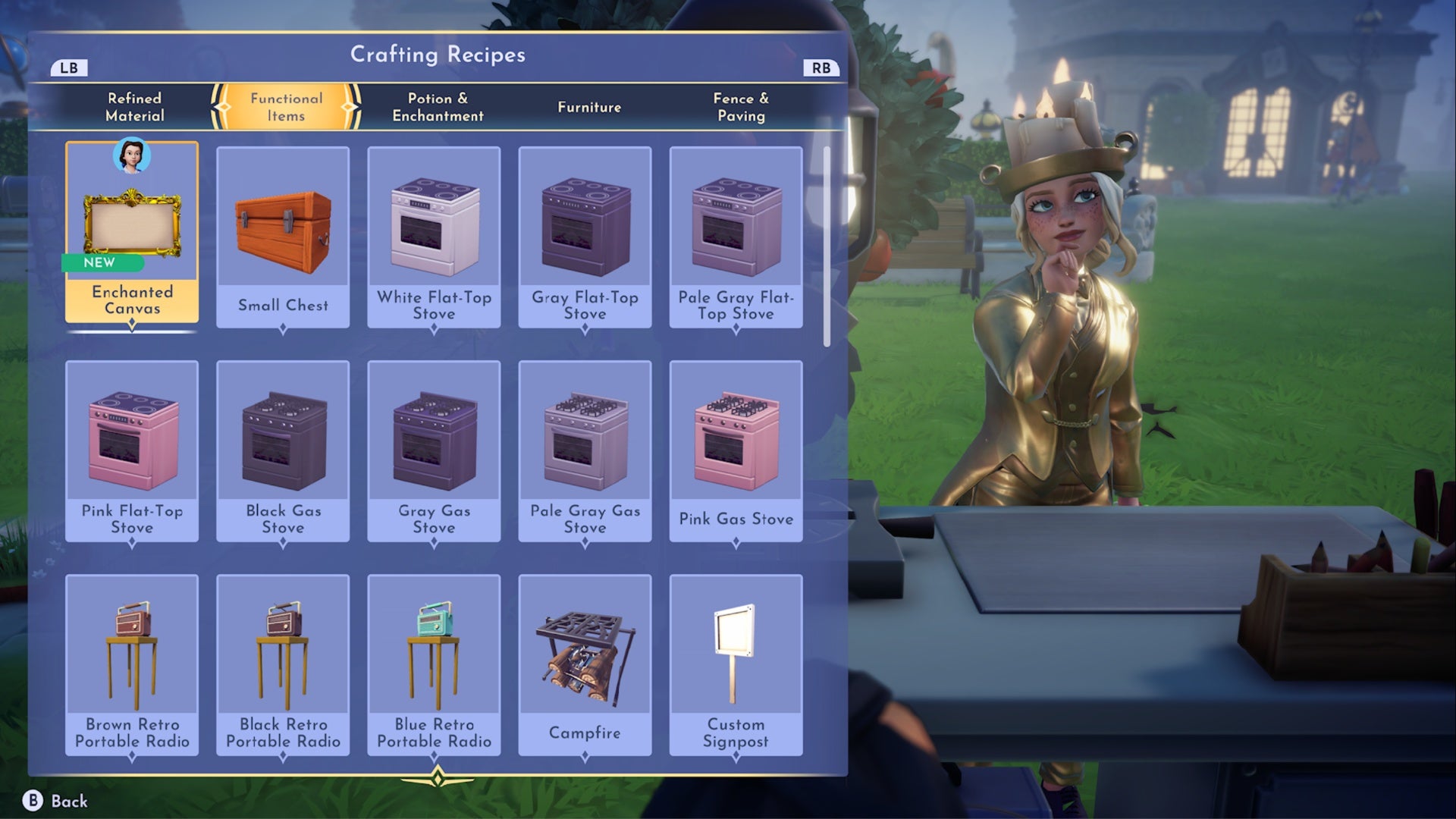 disney dreamlight valley enchanted canvas crafting menu