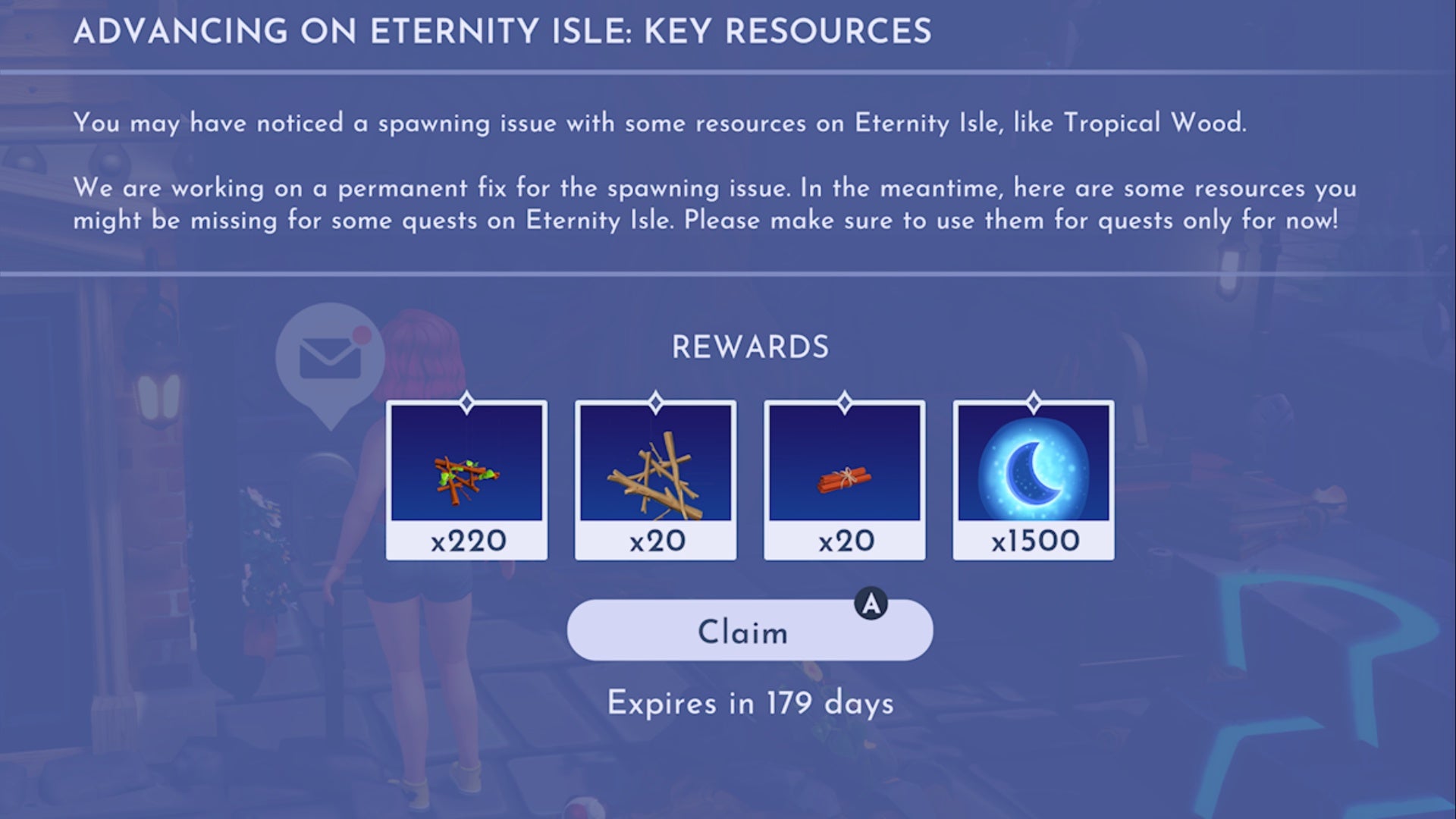 disney dreamlight valley eternity isle spawn issue letter from gameloft