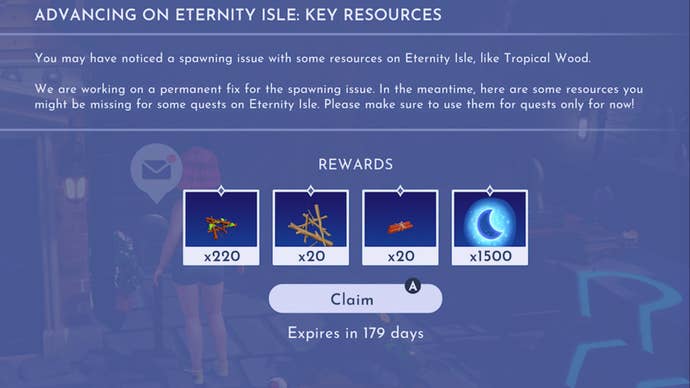 disney dreamlight valley eternity isle spawn issue letter from gameloft