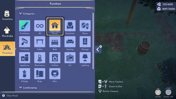 disney dreamlight valley furniture house menu highlighted