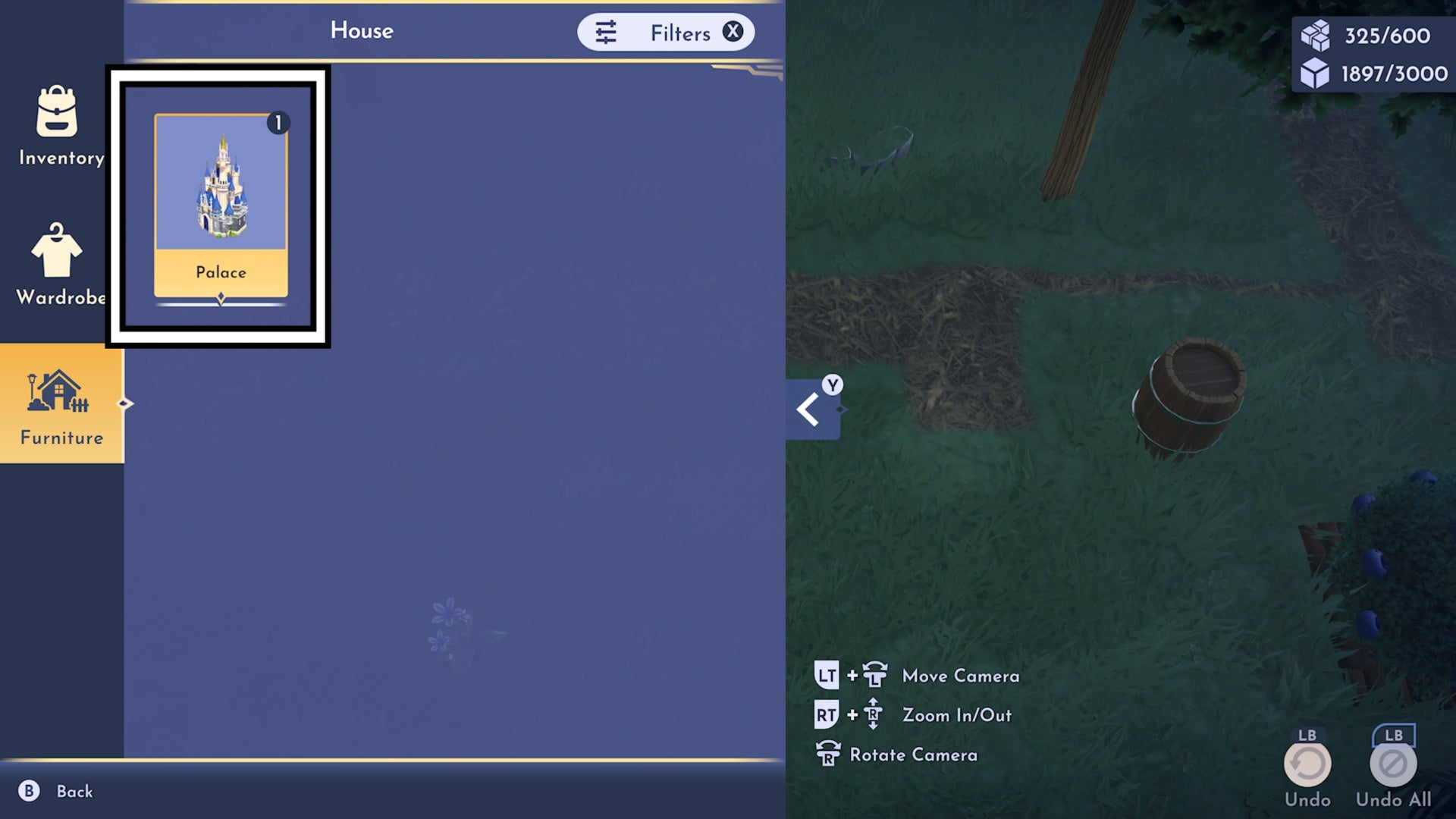 disney dreamlight valley house skin menu