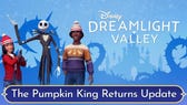 Jack Skellington waves next to two characters from Disney Dreamlight Valley