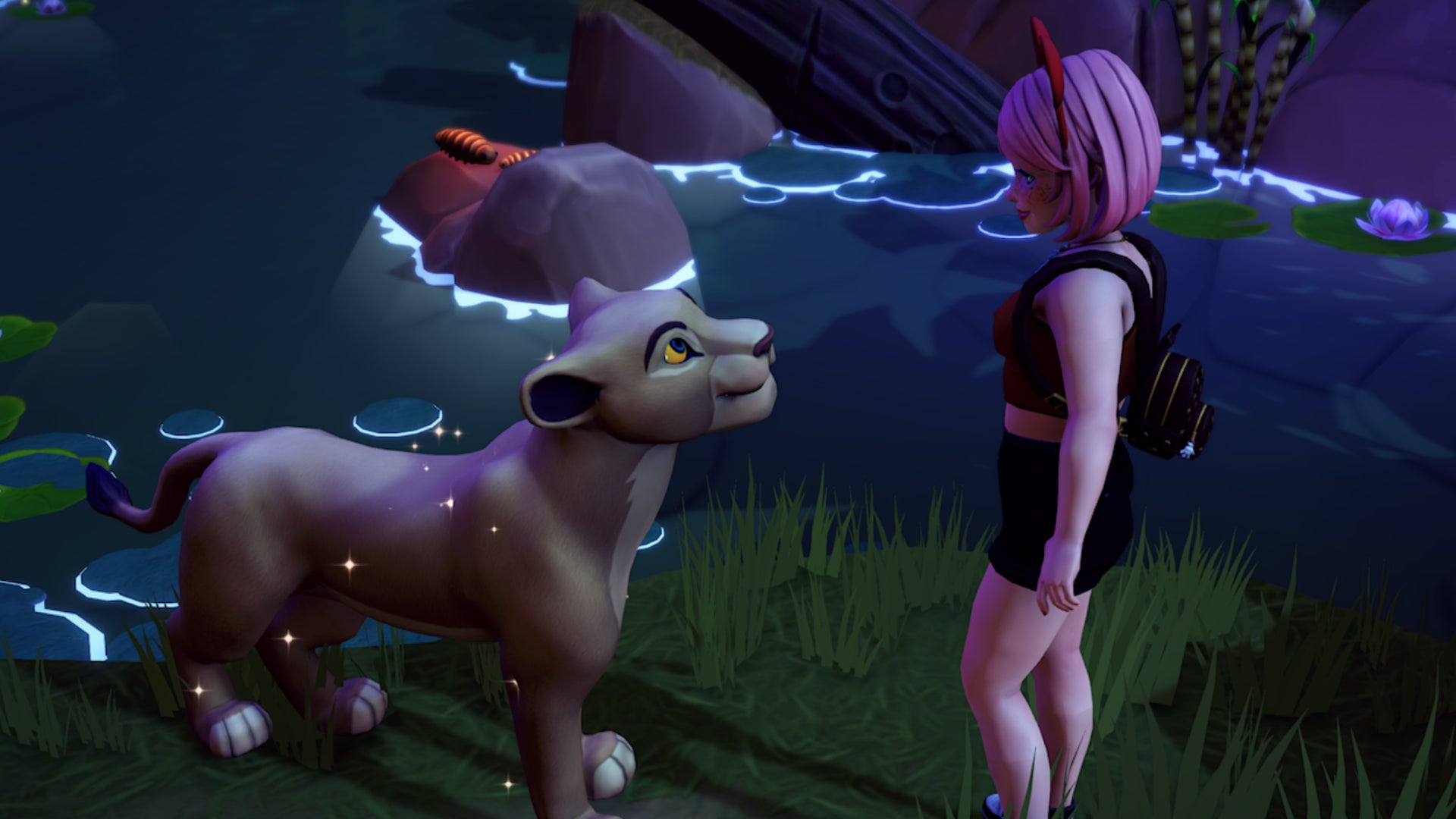 disney dreamlight valley lion king realm nala speaking to character