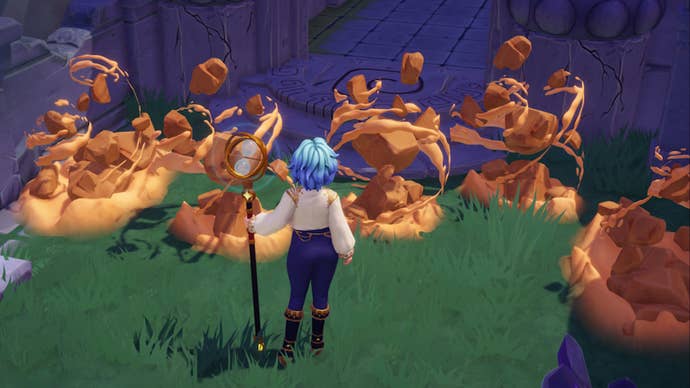 disney dreamlight valley player facing swirling sands blocking path