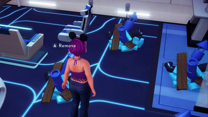 disney dreamlight valley player facing trash piles inside eve’s house