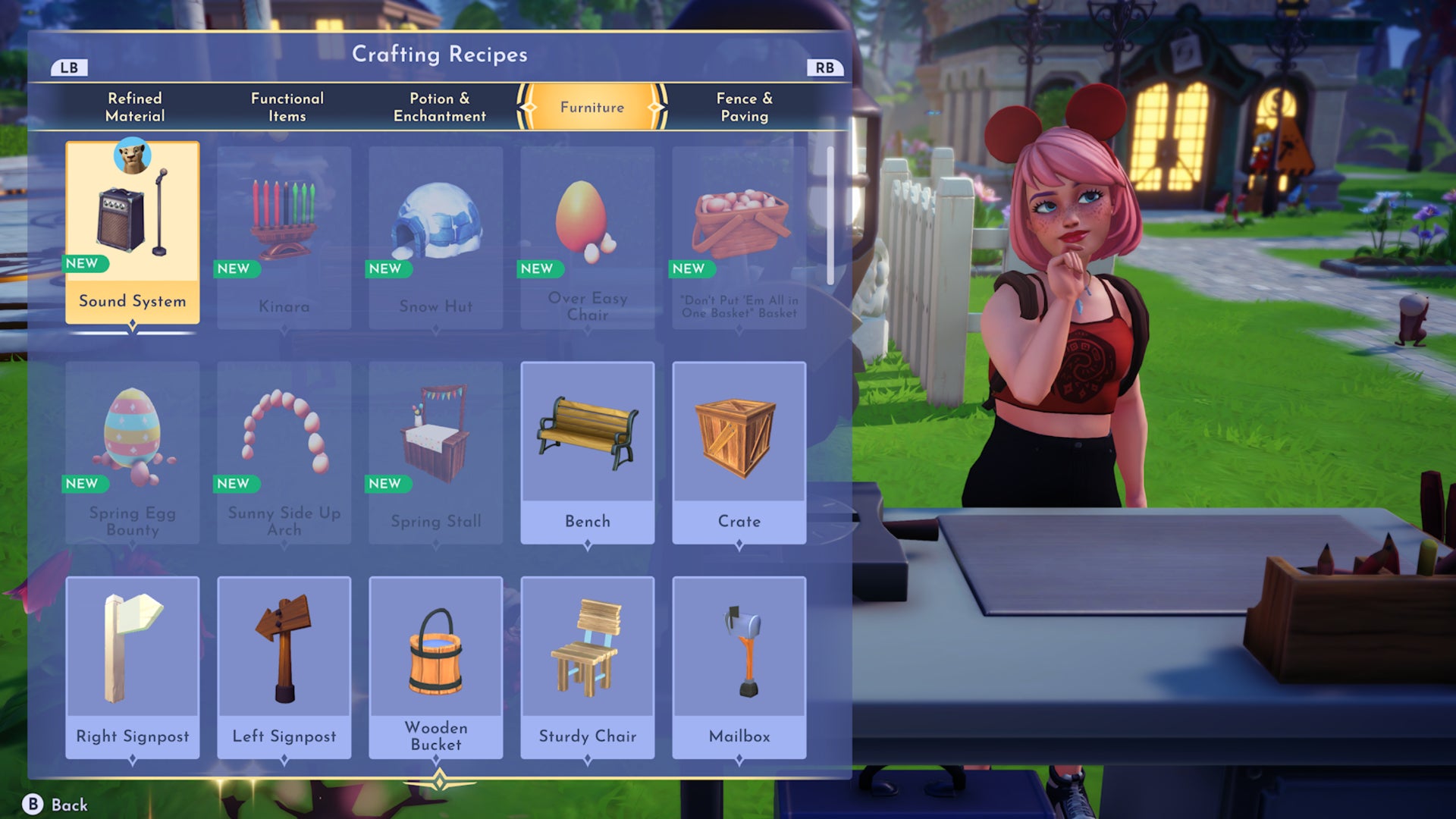 disney dreamlight valley sound system crafting screen