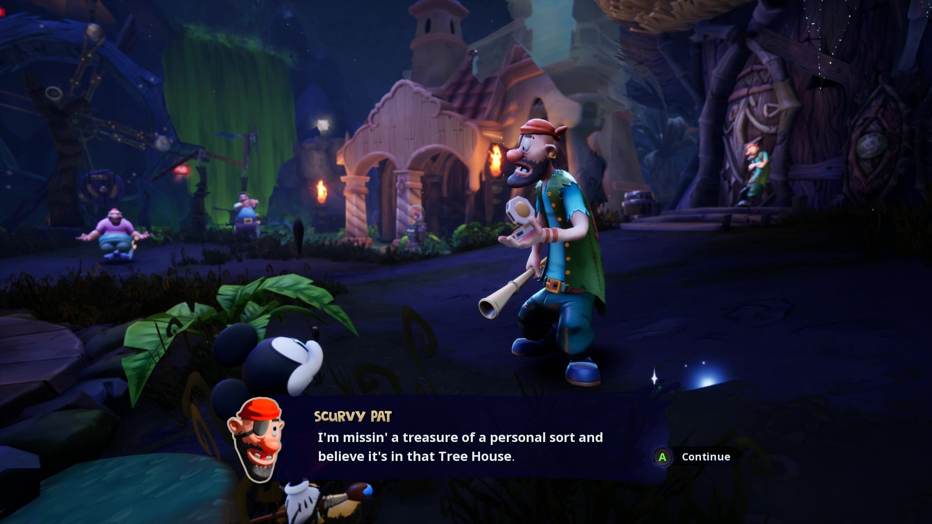 Talking to Scurvy Pete about a treasure he's missing in a nearby tree house. - 5