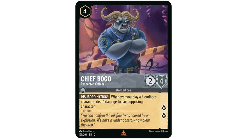 The Disney Lorcana card Chief Bogo, Respected Officer
