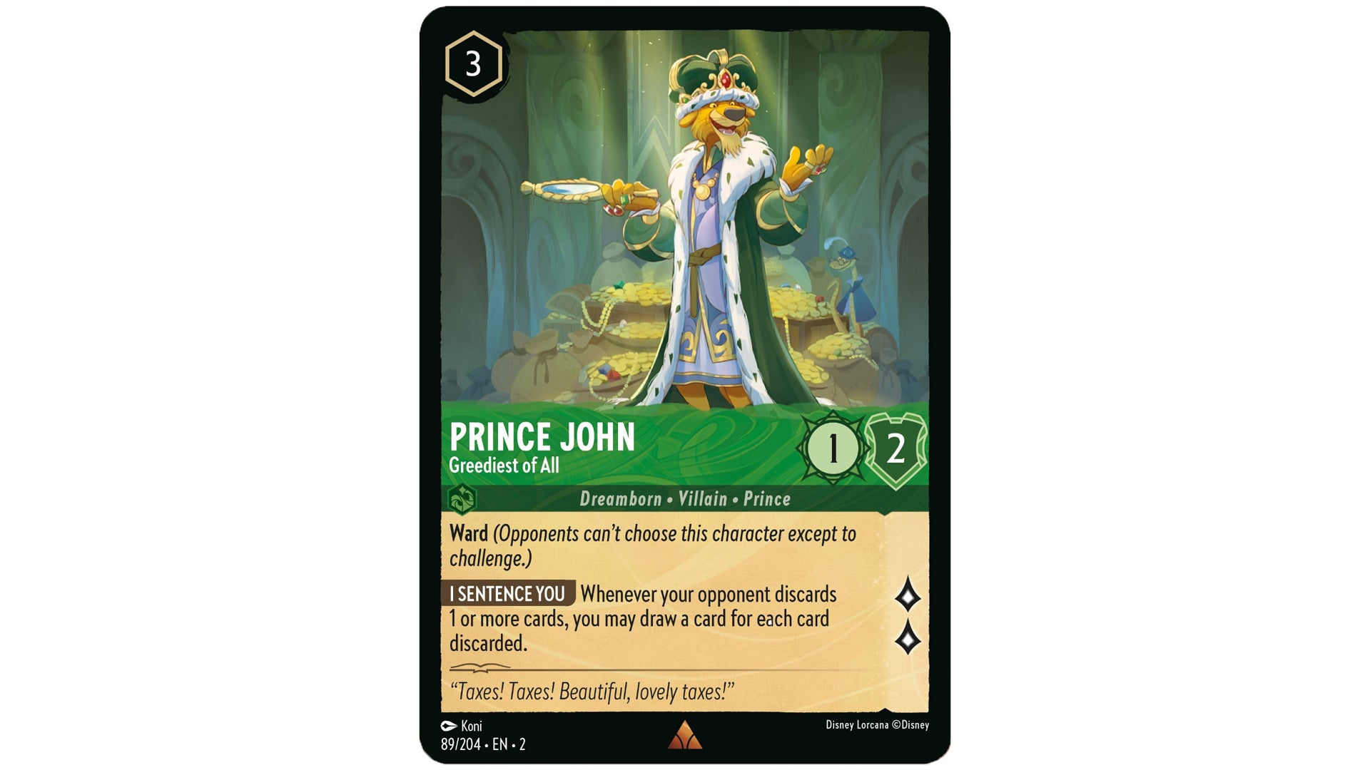 prince john lorcana card Disney Rare Non-foil 89/204 Whatnot: Shop, Sell, Connect Gold Lover Ink Type Nottingham - Prince John's Castle