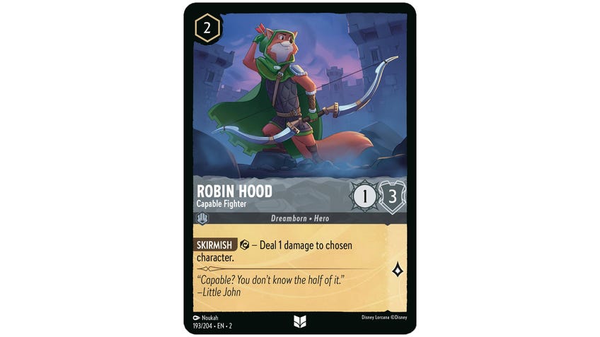 Disney Lorcana card Robin Hood, Capable Fighter.